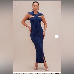 Knit Navy Maxi Dress Set
